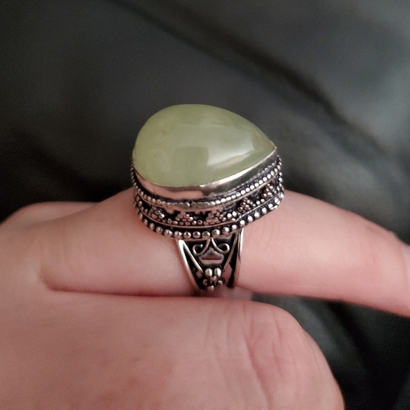 New Moss Prehnite 925 Silver Ring. - Picture 3 of 12